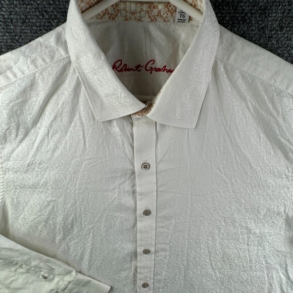 Robert Graham White Long Sleeve Button Up Shirt Men Size XL Classic Fit Swirl - Picture 1 of 16